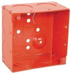 Garvin Southwire 4 Square Junction Box Red 2-1/8 Inch Deep (8) 1 Inch Side Knockouts (52171-1RED)