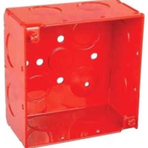 Garvin Southwire 4 Square Junction Box Red 2-1/8 Inch Deep (8) 3/4 Inch Side Knockouts (52171-3/4RED)
