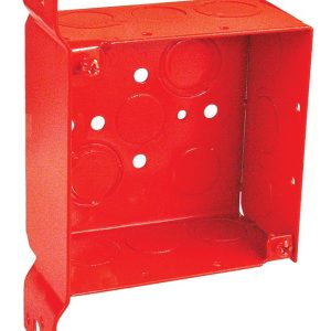 Garvin Southwire 4 Square Junction Box Red 2-1/8 Inch Deep With Flat Vertical Bracket (52171-FRED)