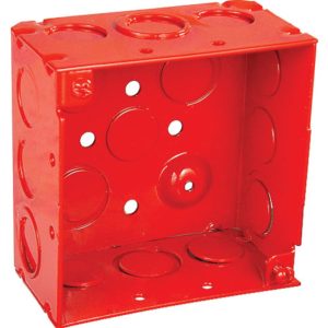 Garvin Southwire 4 Square Junction Box Red 2-1/8 Inch Deep (4) Combination (8) 1/2 Inch Side Knockouts (52171-RED)