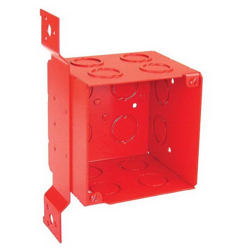 Garvin Southwire 4 Square 3-1/2 Inch Extra Deep Junction Box Red Flat Vertical Bracket (52181-FRED)