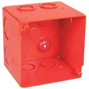 Garvin Southwire 4 Square 3-1/2 Inch Extra Deep Junction Box Red 1/2 And 3/4 Inch Side Knockouts (52181-RED)