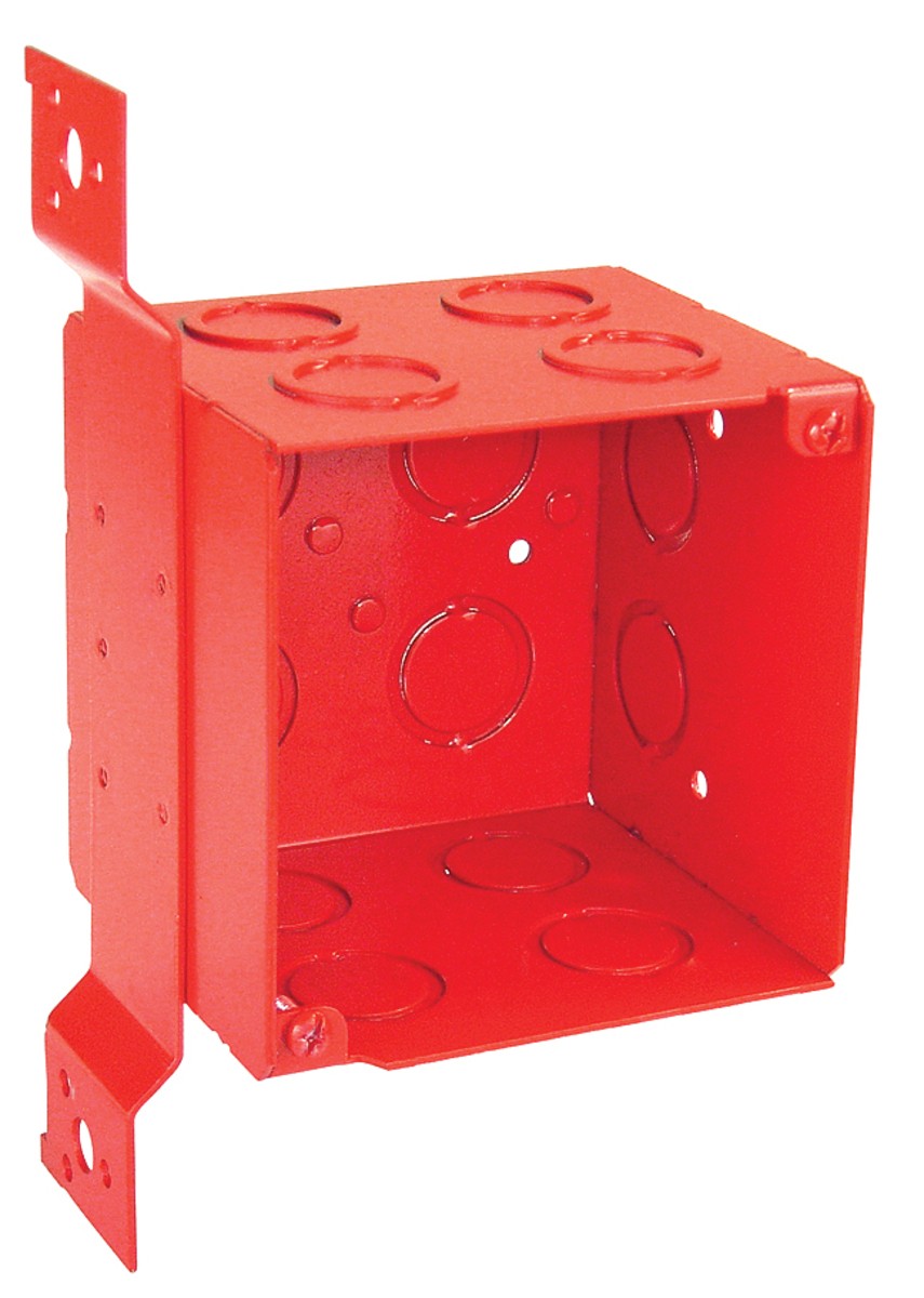 Garvin Southwire 4 Square Junction Box Red 4 Inch Deep Flat Vertical Bracket (52191-FRED)
