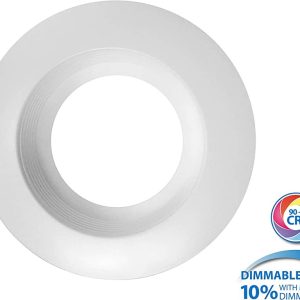 Nicor DCR561081202KWHBF DCR56 Series 5 Inch/6 Inch 800Lm LED Recessed Downlight Retrofit Light Fixture White Baffle