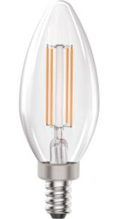 MaxLite EF4B10D927/JA8/G1 ENCLOSED 4W LED FILAMENT B10 90+CRI 2700K DIM E12 JA8 GEN 1