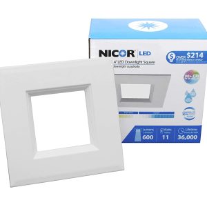 Nicor DLQ4-10-120-2K-WH DLQ4 Series 4 Inch Square LED Downlight Retrofit Kit