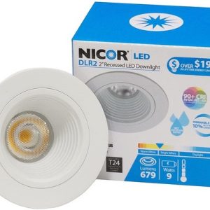 Nicor DLR2-10-120-2K-WH-BF DLR2 Series 2 Inch Retrofit LED Downlight With Baffle Trim White