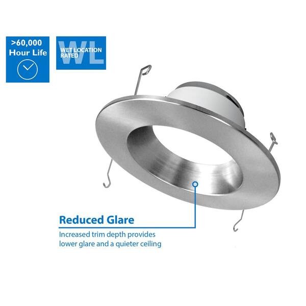 Nicor DLR565121202KNK DLR56 V5 5 Inch/6 Inch Nickel 1200Lm Recessed LED Downlight 2700K