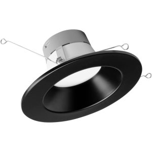 Nicor DLR566091203KBK DLR56(v6) 5/6 Inch Black 900Lm 3000K Recessed LED Downlight With Black Magnetic Snap-On Trim