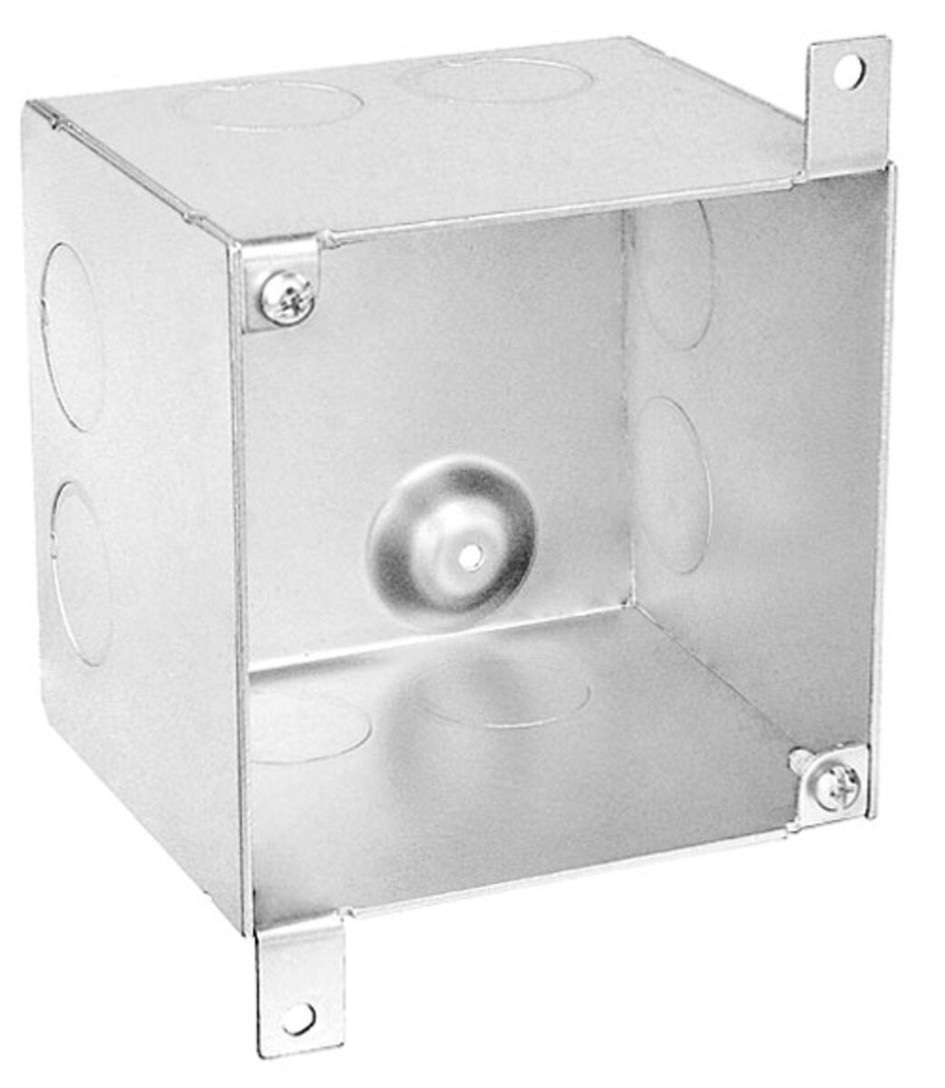 Garvin Southwire 4 Square Concrete Box With Mounting TABS 3-1/2 Inch Deep (4) 1/2 Inch And (4) 3/4 (52181-SPKR)