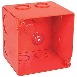 Garvin Southwire 4 Square Concrete Box With Mounting TABS Red 3-1/2 Inch Deep (4) 1/2 Inch And (4)(52181-SPKRR)