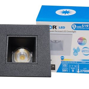 Nicor DQR2-10-120-3K-BK-BF DQR Series 2 Inch Square LED Downlight With Baffle Trim 3000K
