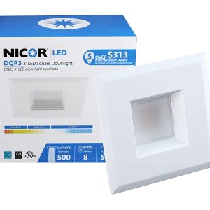 Nicor DQR3-10-120-2K-WH-BF DQR Series 3 Inch White Square LED Recessed Downlight