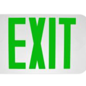 MaxLite EXC-GWRC EXIT EMERGENCY COMBO, THERMOPLASTIC, GREEN LETTERS, WHITE, REMOTE HEAD CAPABLE, BATTERY BACKUP