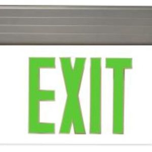 MaxLite EXE-GS1S EDGELIT EXIT, GREEN LETTERS, SILVER, 1 SIDE, BATTERY BACKUP