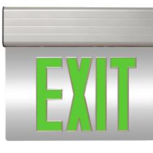 MaxLite EXE-GS2S EDGELIT EXIT, GREEN LETTERS, SILVER, 2 SIDE, BATTERY BACKUP
