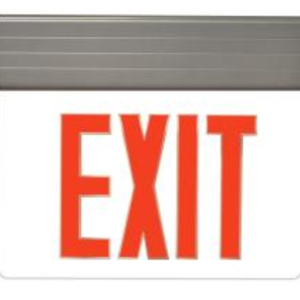 MaxLite EXE-RS1S EDGELIT EXIT, RED LETTERS, SILVER, 1 SIDE, BATTERY BACKUP