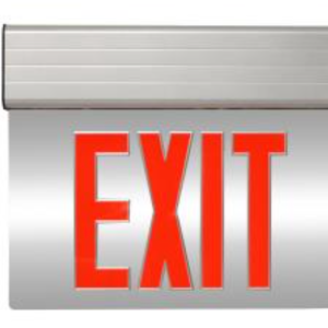 MaxLite EXE-RS2S EDGELIT EXIT, RED LETTERS, SILVER, 2 SIDE, BATTERY BACKUP