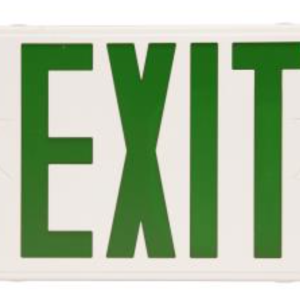 MaxLite EXT-GW THIN EXIT, THERMOPLASTIC, GREEN LETTERS, WHITE, BATTERY BACKUP