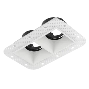 Luxrite AS50225 AKLOW TRIMLESS 2-HEAD WHITE SQUARE TRIM CANLESS SPOTLIGHT
