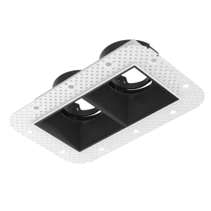 Luxrite AS50226 AKLOW TRIMLESS 2-HEAD BLACK SQUARE TRIM CANLESS SPOTLIGHT