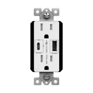 Enerlites 61501-1A1C-PD60-W 60W, Tamper-Resistant, 15A, USB Outlet, Duplex Receptacle