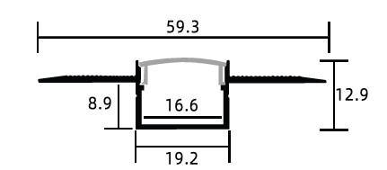 NSL MIX-02-16.6-2.5M Mud-in Dry Wall Extrusion 19 mm x 13 mm Aluminum 2 Flange Silver 2.5 m