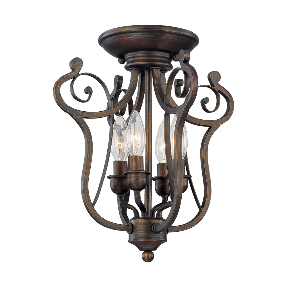 Millennium Lighting 1144-RBZ Chateau Four Light Semi Flush Mount Rubbed Bronze finish