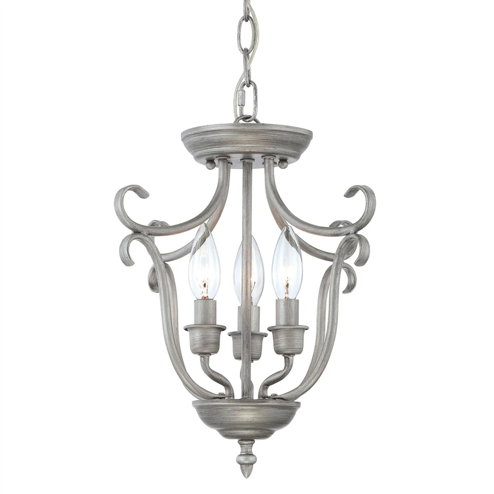 Millennium Lighting 1323-RS Fulton Three Light Dual Mount Lantern / Flush Mount Rubbed Silver finish