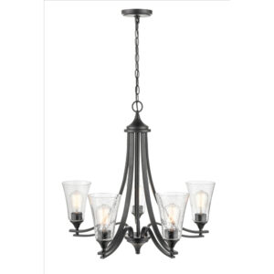 Millennium Lighting 1465-MB Natalie Five Light Chandelier Matte Black finish
