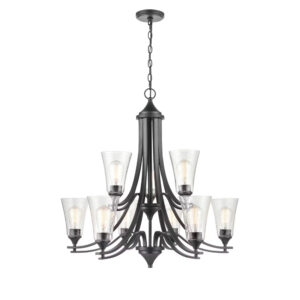 Millennium Lighting 1469-MB Natalie Nine Light Chandelier Matte Black finish