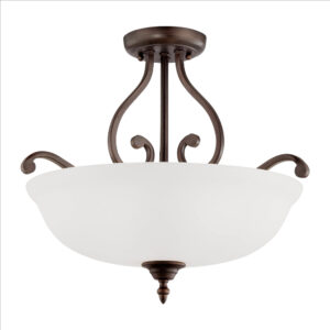 Millennium Lighting 1573-RBZ Courtney Lakes Three Light Semi Flush Rubbed Bronze finish