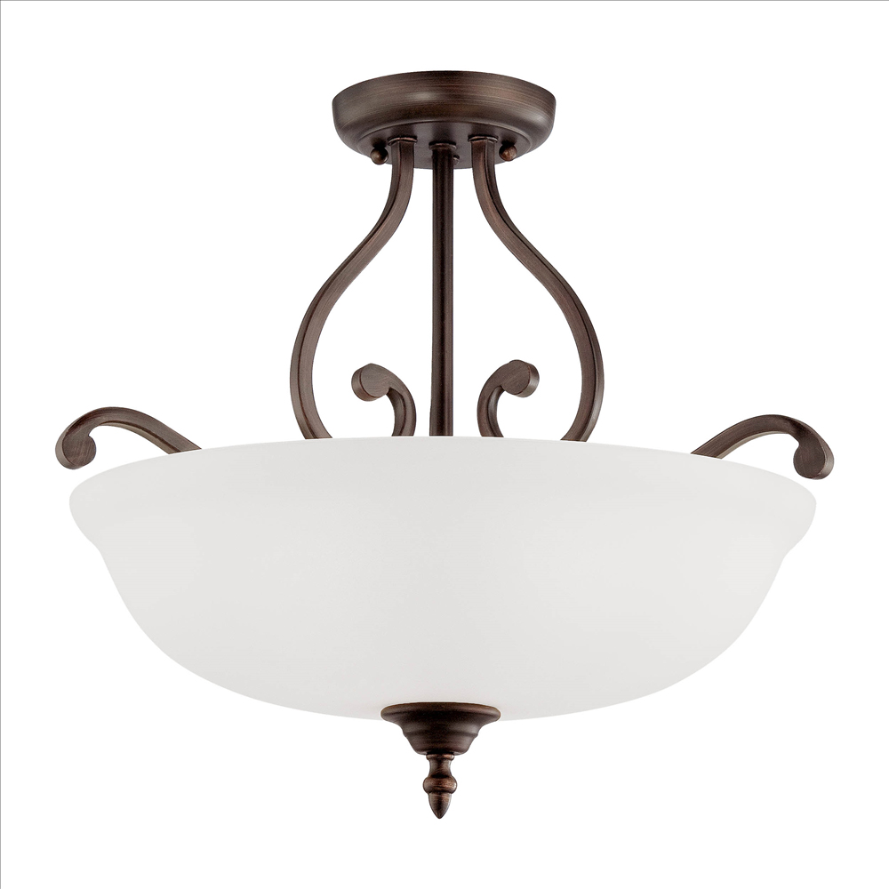 Millennium Lighting 1573-RBZ Courtney Lakes Three Light Semi Flush Rubbed Bronze finish