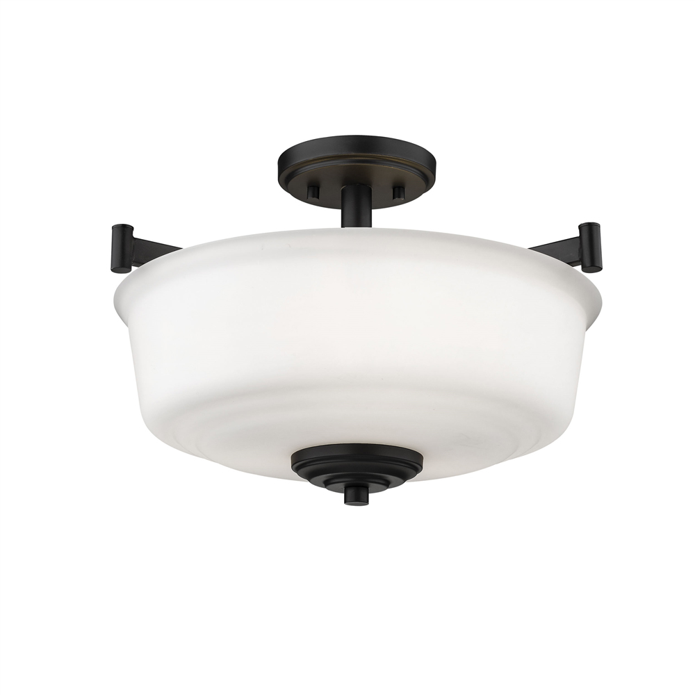 Millennium Lighting 163-MB Burbank Three Light Semi-Flush Matte Black finish