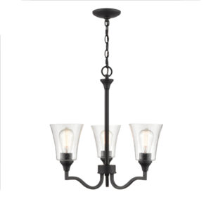 Millennium Lighting 2113-MB Caily Three Light Chandelier Matte Black finish