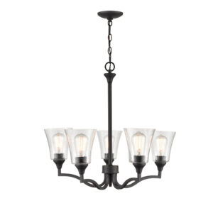 Millennium Lighting 2115-MB Caily Five Light Chandelier Matte Black finish