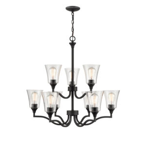 Millennium Lighting 2119-MB Caily Nine Light Chandelier Matte Black finish