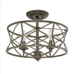 Millennium Lighting 2173-AS Lakewood Three Light Mini Semi Flush Antique Silver finish