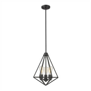 Millennium Lighting 2213-MB Dawes Three Light Pendant Matte Black finish
