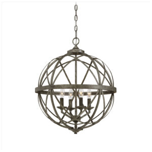 Millennium Lighting 2284-AS Lakewood Four Light Pendant Ancient Silver finish