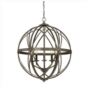 Millennium Lighting 2285-AS Lakewood Five Light Pendant Ancient Silver finish