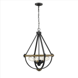 Millennium Lighting 2394-MB/WT Ellijay Four Light Pendant Matte Black finish Wood Tone finish