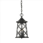 Millennium Lighting 2504-PBK Gordon Three Light Aluminum Outdoor Mini Pendant Powder Coated Black finish
