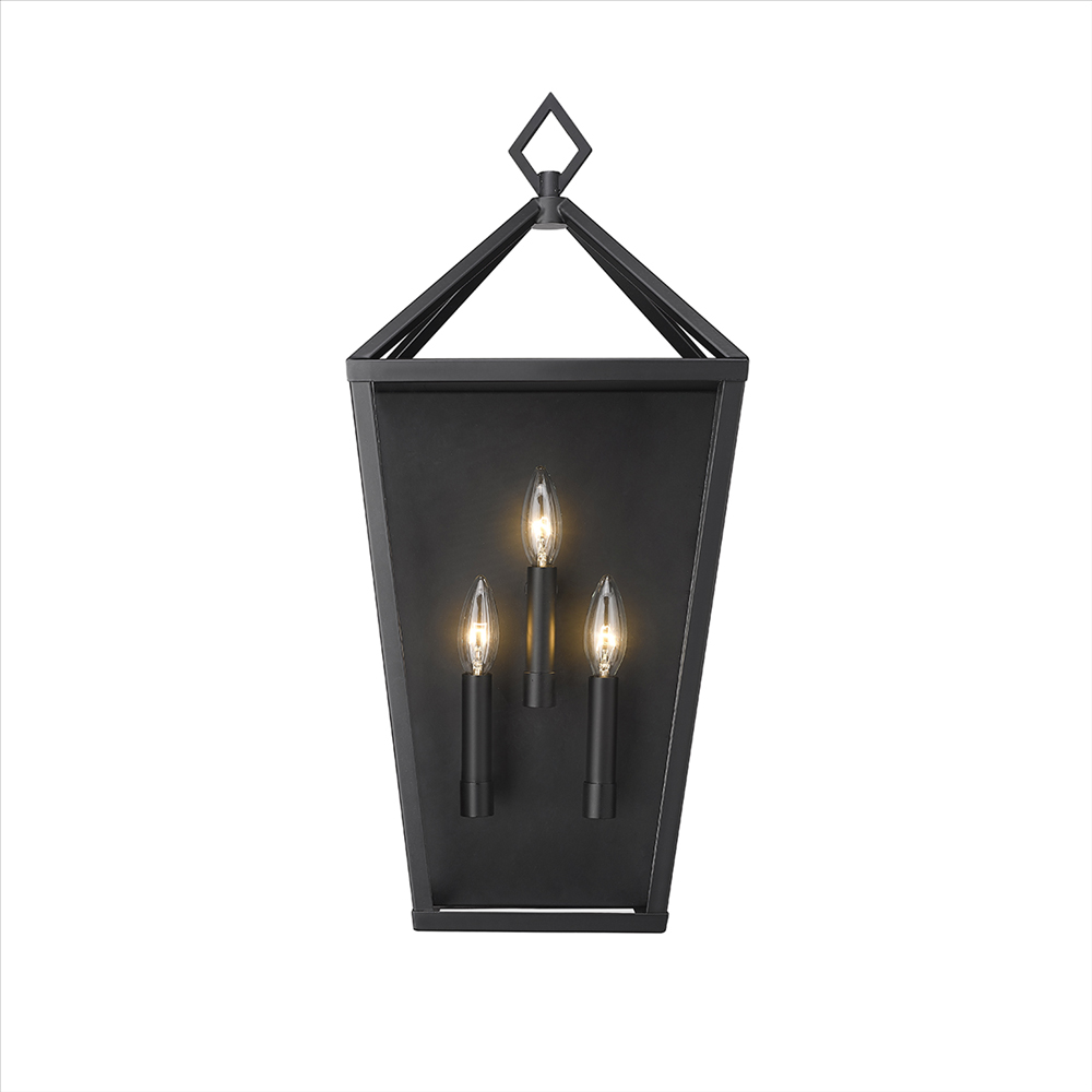 Millennium Lighting 2533-PBK Arnold Three Light Aluminum Outdoor Wall Sconce Powder Coated Black finish