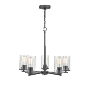 Millennium Lighting 2715-MB Verlana Five Light Chandelier Matte Black finish