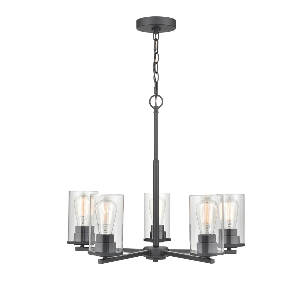 Millennium Lighting 2715-MB Verlana Five Light Chandelier Matte Black finish