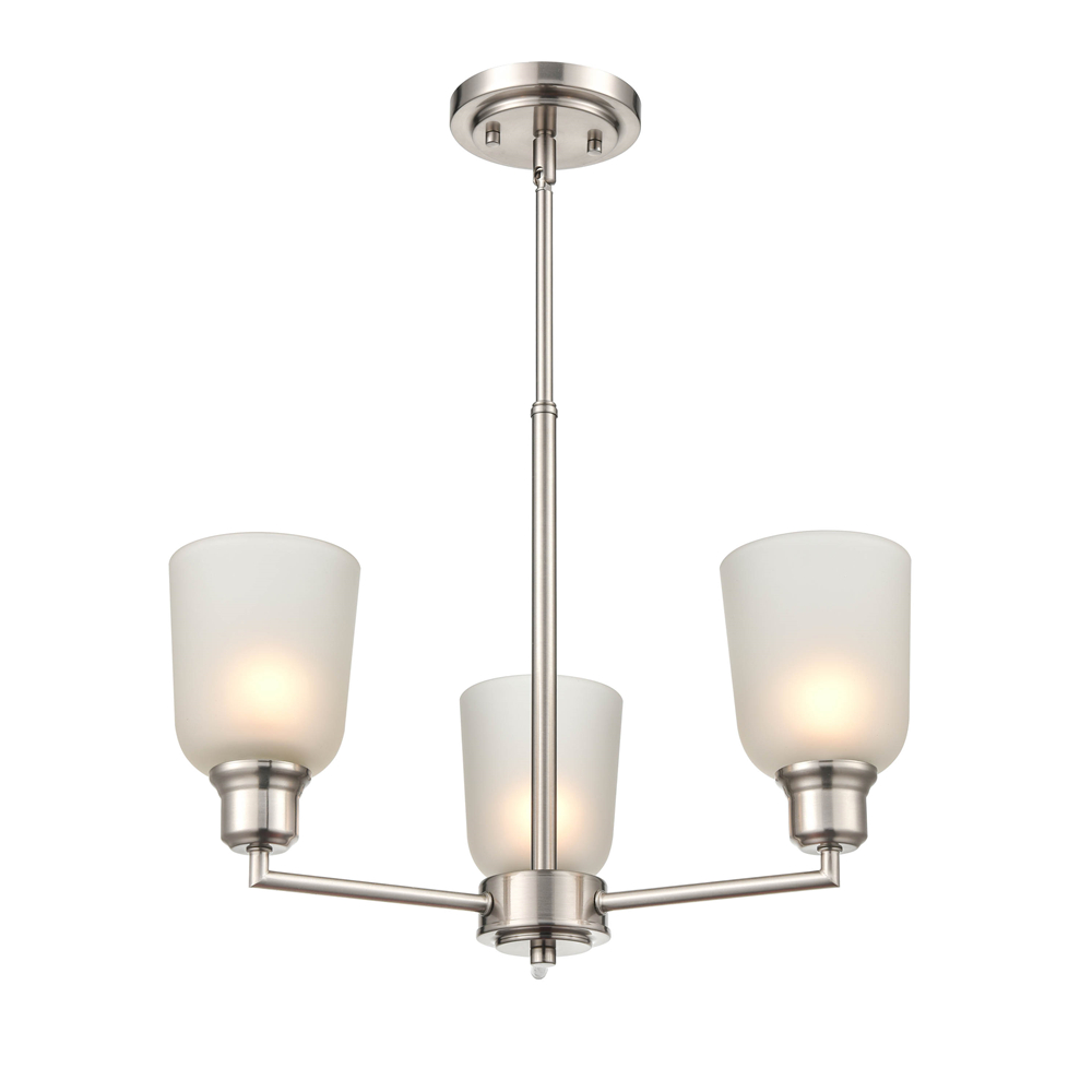 Millennium Lighting 2813-BN Amberle Three Light Chandelier Brushed Nickel Finish