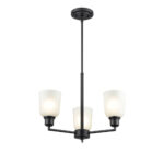 Millennium Lighting 2813-MB Amberle Three Light Chandelier Matte Black finish