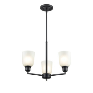 Millennium Lighting 2813-MB Amberle Three Light Chandelier Matte Black finish