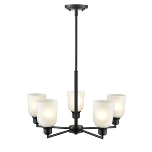 Millennium Lighting 2815-MB Amberle Five Light Chandelier Matte Black finish